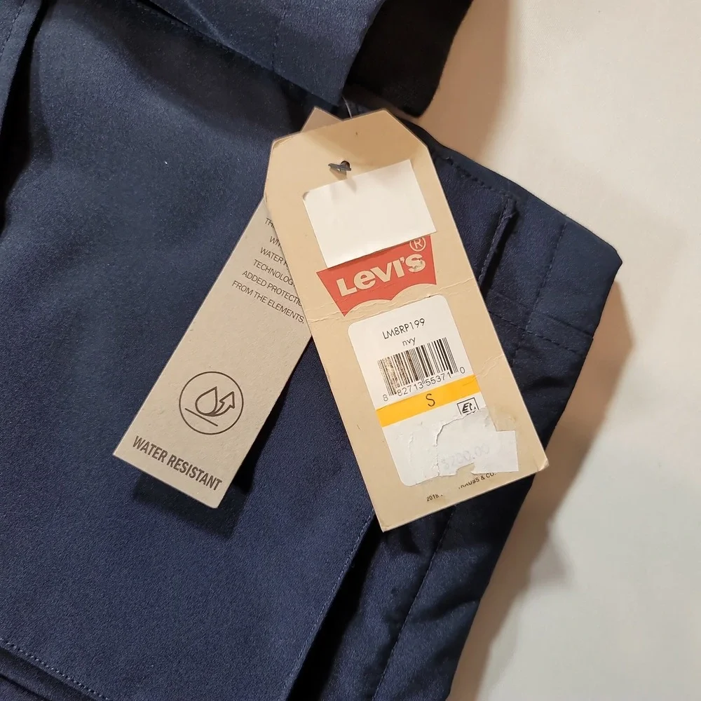 Levis Four-Pocket Hooded Jacket Mens Small Blue Fleece Lining Winter $200 NEW